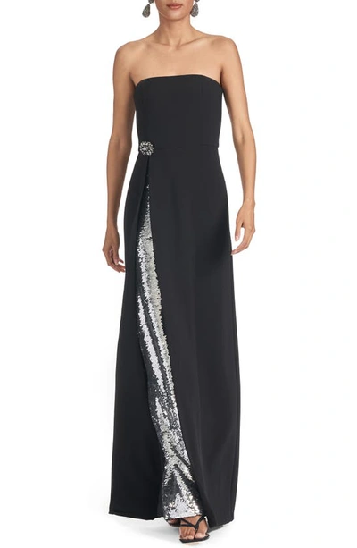 Sachin & Babi Women's Ivy Crepe & Sequin Strapless Gown In Black/silver