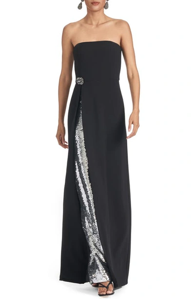 Sachin & Babi Women's Ivy Crepe & Sequin Strapless Gown In Black / Silver