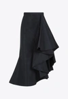 ALEXANDER MCQUEEN ASYMMETRIC RUFFLED MIDI SKIRT