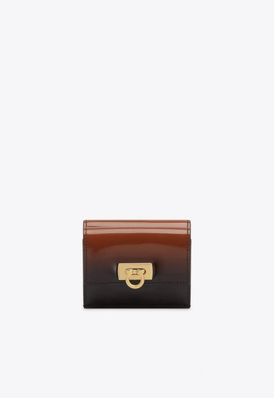 Ferragamo Bi-fold Ombre French Wallet In Calf Leather In Black