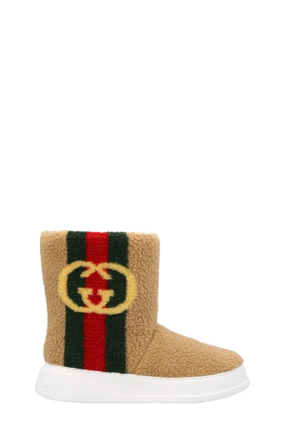 Gucci Gg Ankle Boots In Cream