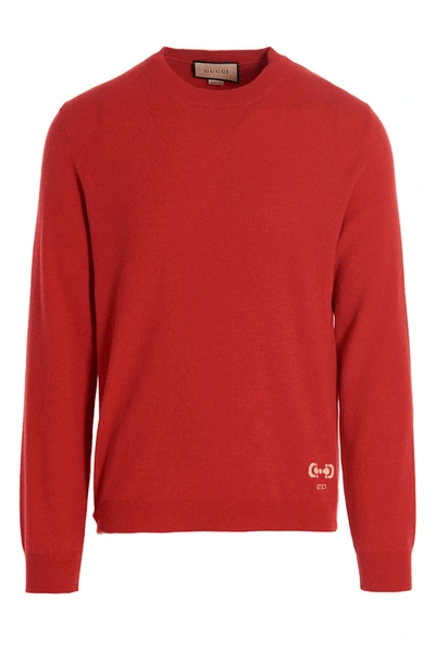 Gucci Crew Neck Knit Jumper Horsebit In Red