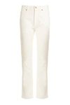 Gucci Solid Color Jeans With Golden Buttons And Frayed Hem 19cm In White