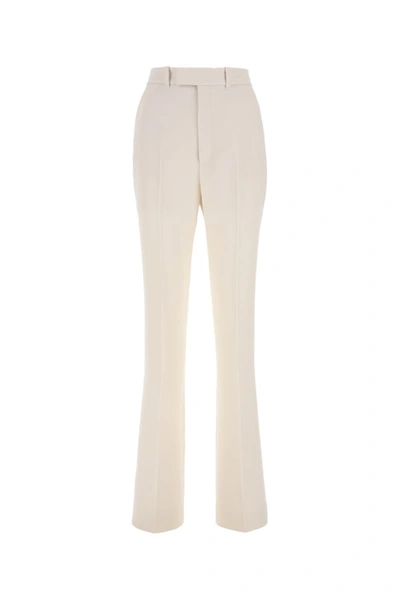 Gucci Woman Ivory Cotton Blend Pant In White