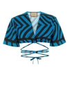 Gucci Women Printed Cotton Blend Crop Top In Multicolor