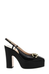 Gucci Baby 120 Leather Platform Slingback Pumps In Black