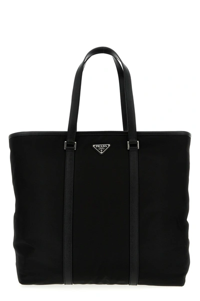 Prada Men Logo Nylon Shopping Bag In Black