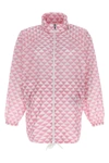 Prada Symbol Geometric High Collar Jacket In Pink