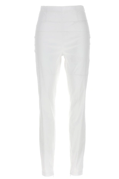 Prada Women Logo Poplin Pants In White