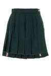 THOM BROWNE THOM BROWNE WOMAN BOTTLE GREEN WOOL AND POLYESTER MINI SKIRT