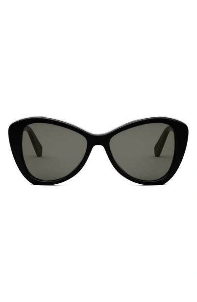 Celine Thin Logo Acetate Butterfly Sunglasses In Sblk/smk
