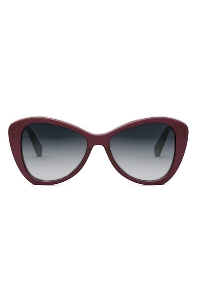 Celine Thin Logo Acetate Butterfly Sunglasses In Bordeaux