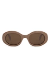 Celine Triomphe Cl40194u 45e Oval Sunglasses In Medium Beige