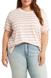 Caslon Ease Stripe Crewneck T-shirt In Pink Desert White Charm Stripe
