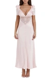 House Of Cb Womens Soft Peach Rafaela Lace-panel Stretch-silk Midi Dress In Soft Peach