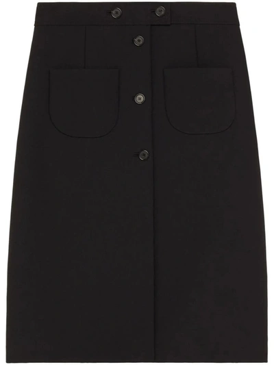 Courrèges Double Pockets Crepe Skirt Clothing In Black