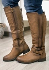 Blossom Footwear Vegan Leather Nude Riding Boot In Brown