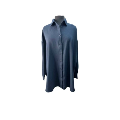 Andree By Unit Women's Oversized Button Down Blouse In Navy In Blue