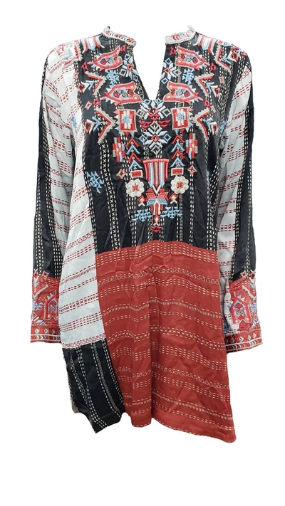 Johnny Was Women's Patchwork Satin Blouse In Multi