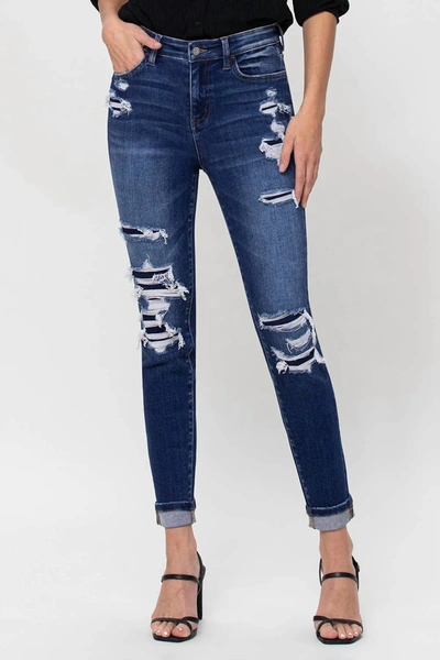 Vervet By Flying Monkey Ugly Betty High Waisted Jean In Dark Wash In Blue