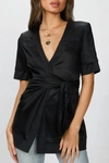 Goen J Inside-out Short Wrap-blazer In Black