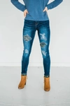 RUBIES + HONEY DOUBLE THE FUN PATCHED JEANS IN DARK WASH