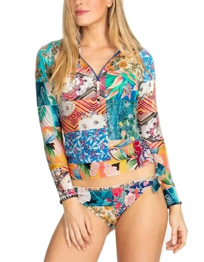 Johnny Was Gracie Wild Surf Shirt In Multi In Blue