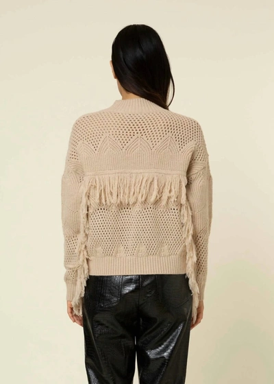 Frnch Fringed Knitted Sweater In Neturals