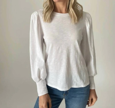 Six/fifty Erika Long Sleeve Puff Shoulder Top In White