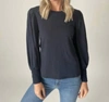 SIX/FIFTY ERIKA LONG SLEEVE PUFF SHOULDER TOP IN NAVY