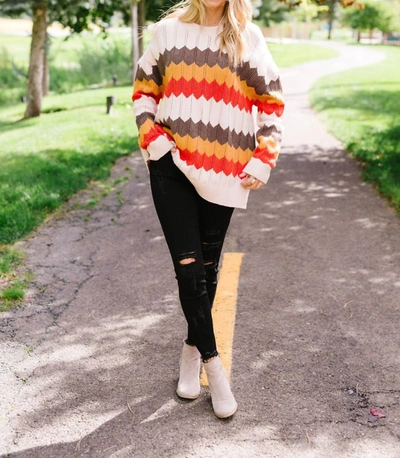 Ces Femme Zig Zag Through Autumn Sweater In Multi