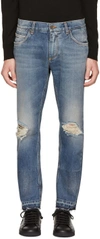 DOLCE & GABBANA Blue Distressed Jeans