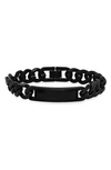 HMY JEWELRY BLACK PLATED STAINLESS STEEL CURB CHAIN ID BRACELET