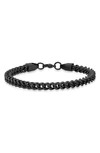 HMY JEWELRY BLACK PLATED STAINLESS STEEL CURB CHAIN BRACELET
