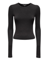 Agolde Black Crew Neck Long Sleeve T-shirt In Black