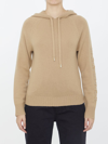Max Mara Hooded Sweatshirt With Drawstring And Embellished Sleeves In Brown