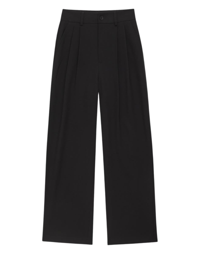 Anine Bing Carrie Wide-leg Twill Pants In Black