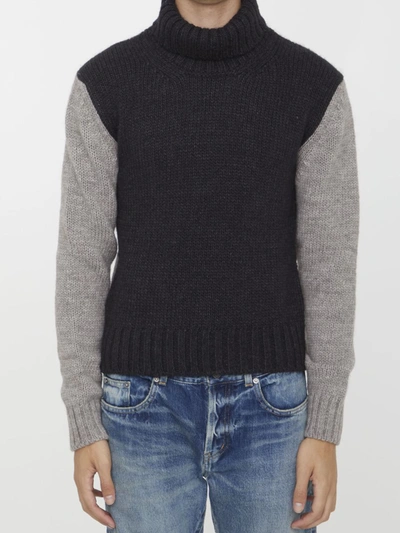 Dolce & Gabbana Bicolor Wool Jumper In Black