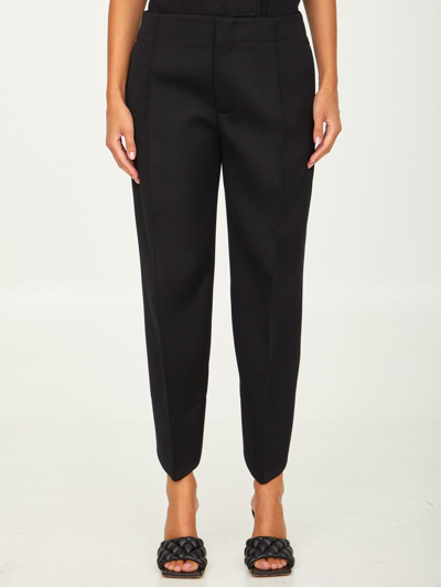 Bottega Veneta Cropped Wool Flare Trouser Pants In Black