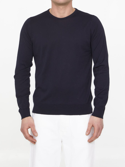 John Smedley Blue Cotton Jumper