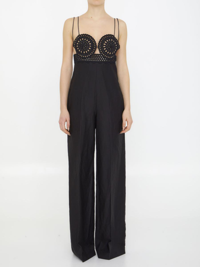 Stella Mccartney Broderie Anglaise Jumpsuit In Nero