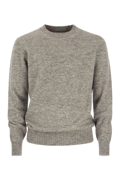 Brunello Cucinelli Crew-neck Sweater In Alpaca Cotton And Wool In Grey