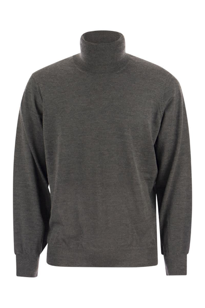 Brunello Cucinelli Lightweight Turtleneck Sweater In Cashmere And Silk In Grey