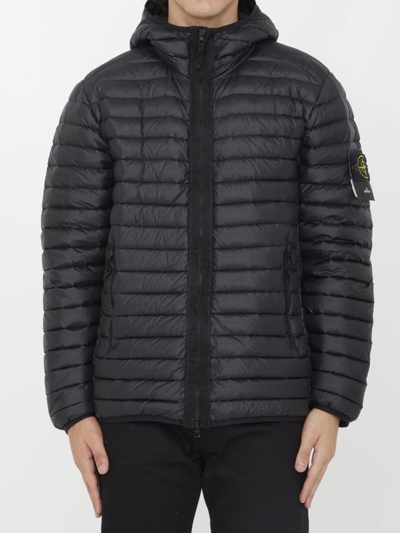 Stone Island Compass-patch Padded Jacket In Blue