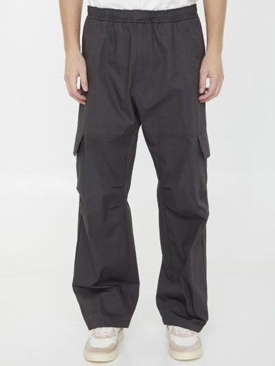 Moncler Cotton Cargo Trousers In Black