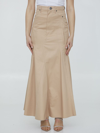 BURBERRY COTTON GABARDINE LONG SKIRT