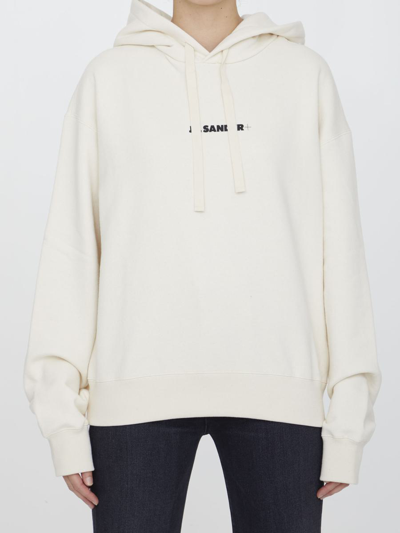 JIL SANDER COTTON HOODIE WITH LOGO