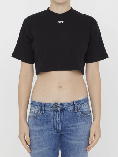 OFF-WHITE CROP T-SHIRT WITH OFF LOGO