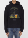 Palm Angels Enzo Graphic Print Hoodie With Ribbed Finish In Black