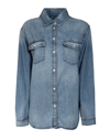 Frame Long-sleeved Denim Shirt In Gnawed Blue